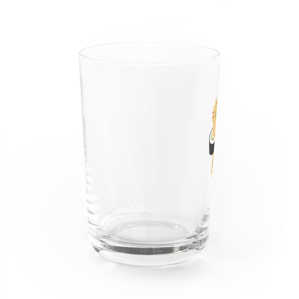SUIMINグッズのお店の太巻きを自らに巻きつけて運ぶねこ Water Glass :left