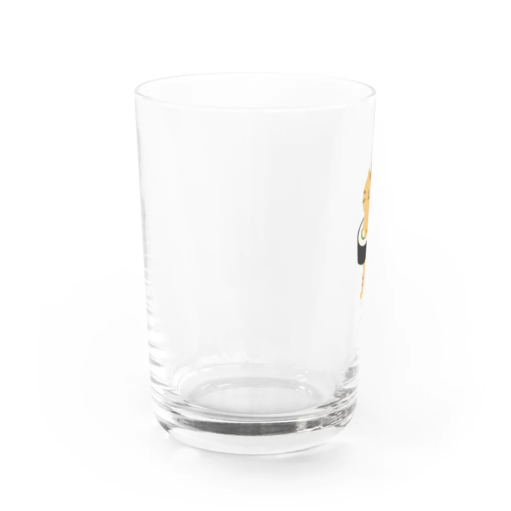 SUIMINグッズのお店の太巻きを自らに巻きつけて運ぶねこ Water Glass :left