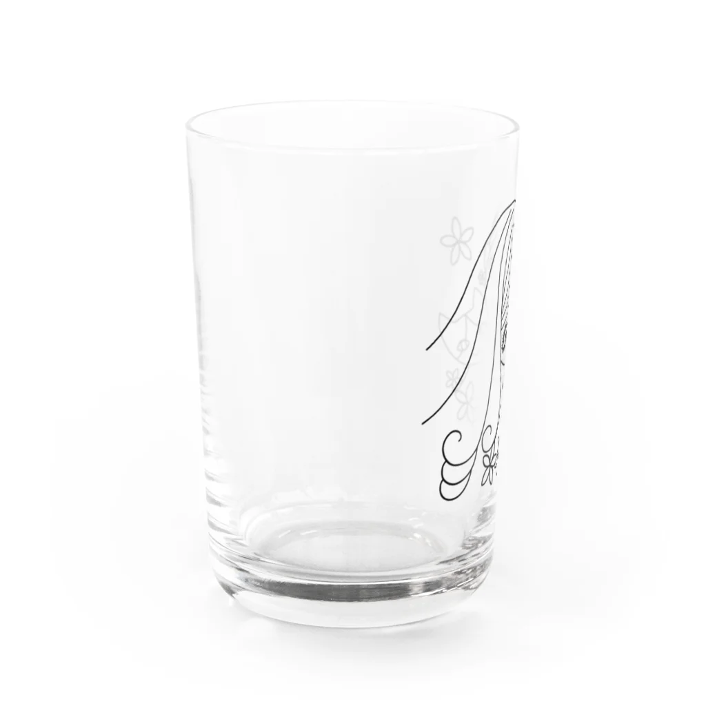 neko*neko*の猫と女の子 1 黒 Water Glass :left