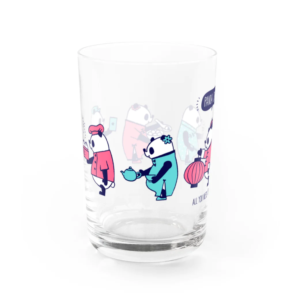 キッチュの横向きパンダ集合 Water Glass :left