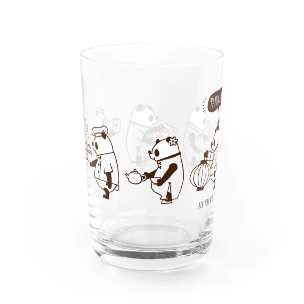 キッチュの横向きパンダ集合 Water Glass :left