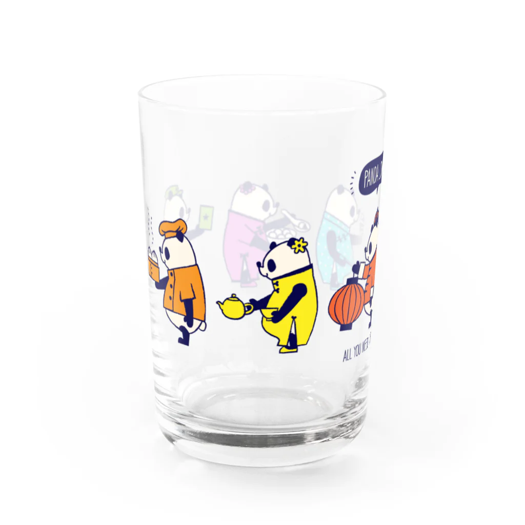 キッチュの横向きパンダ集合 Water Glass :left