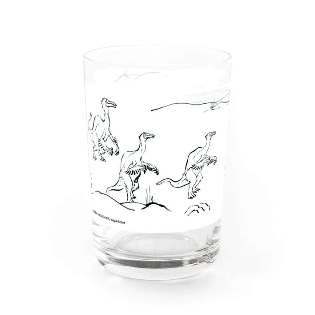 segasworksの墨絵風恐竜画 Water Glass :left
