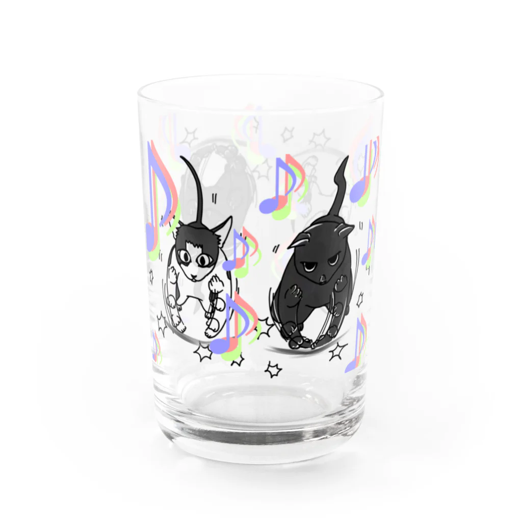 黒白黒猫屋の断食太鼓ポップさかさまver. Water Glass :left