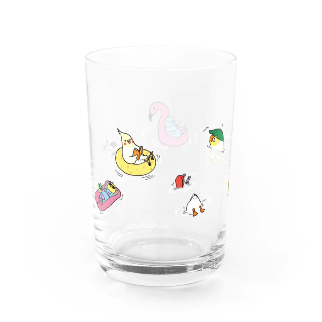 オグチヨーコのインコさんのサマーバケーション Water Glass :left