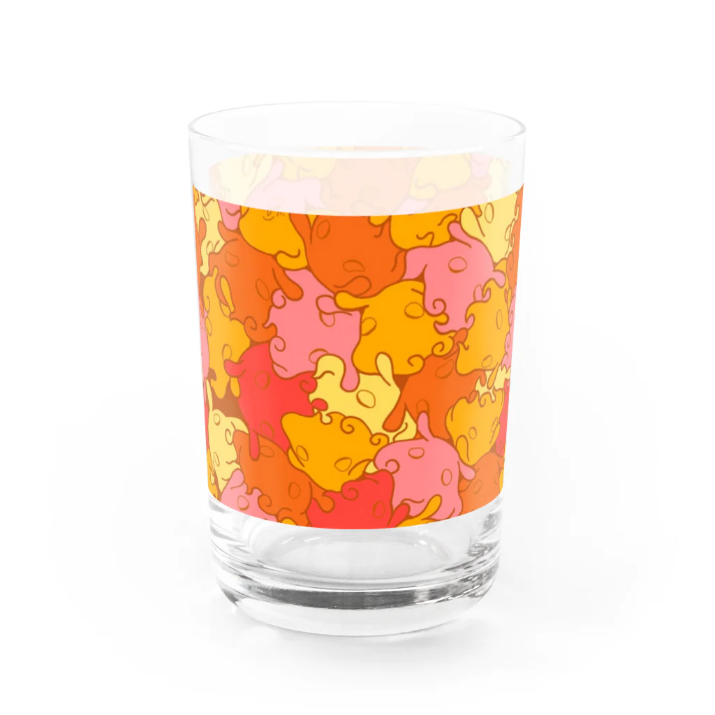 まめこだよのメンダコ迷彩シリーズ(ビビットカラー) Water Glass :left