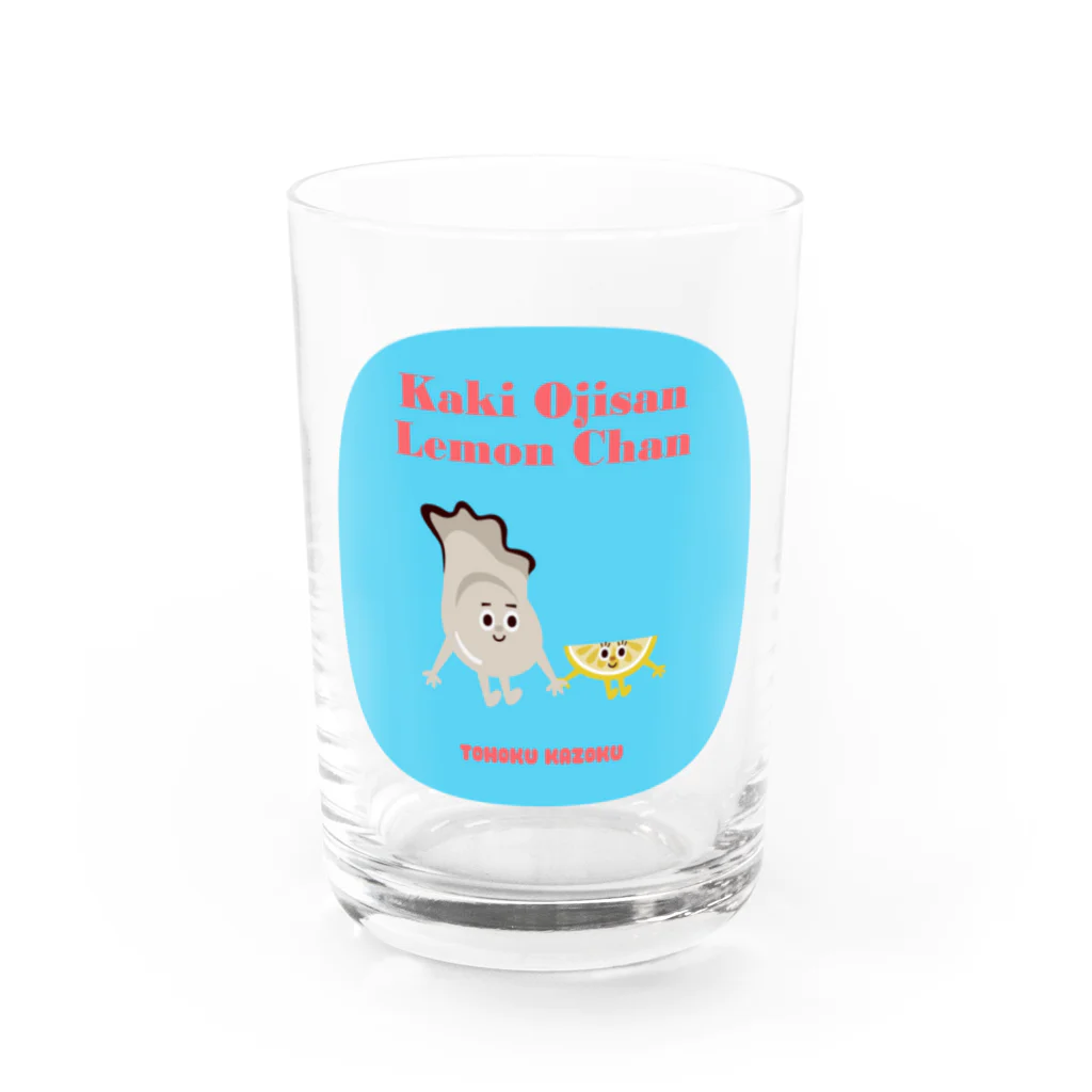 YoakeNecoのかきおじさんとれもんちゃん　東北☆家族 Water Glass :left