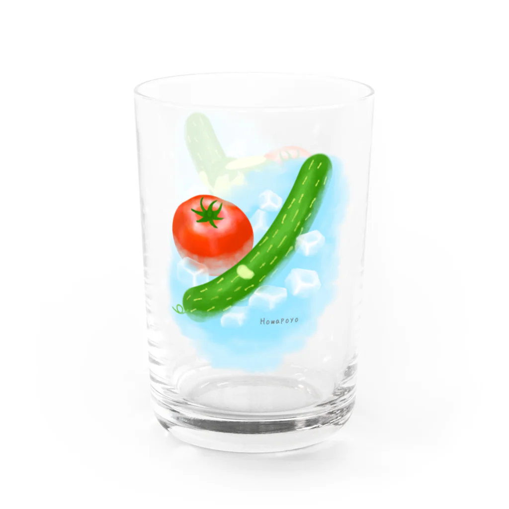 ほわぽよ。のキュウリにトマトにカッパのきゅぅちゃん Water Glass :left