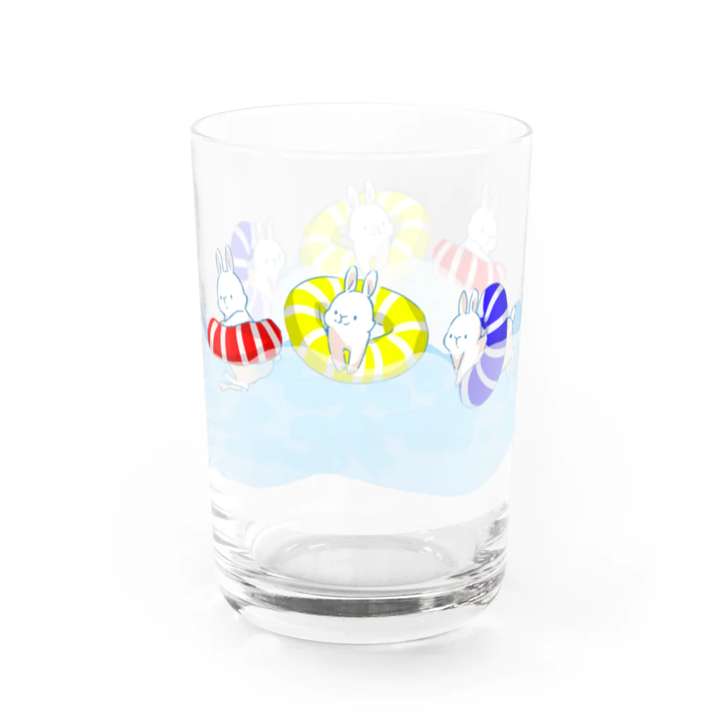 アイネっこのお店の浮き輪うさぎさん Water Glass :left