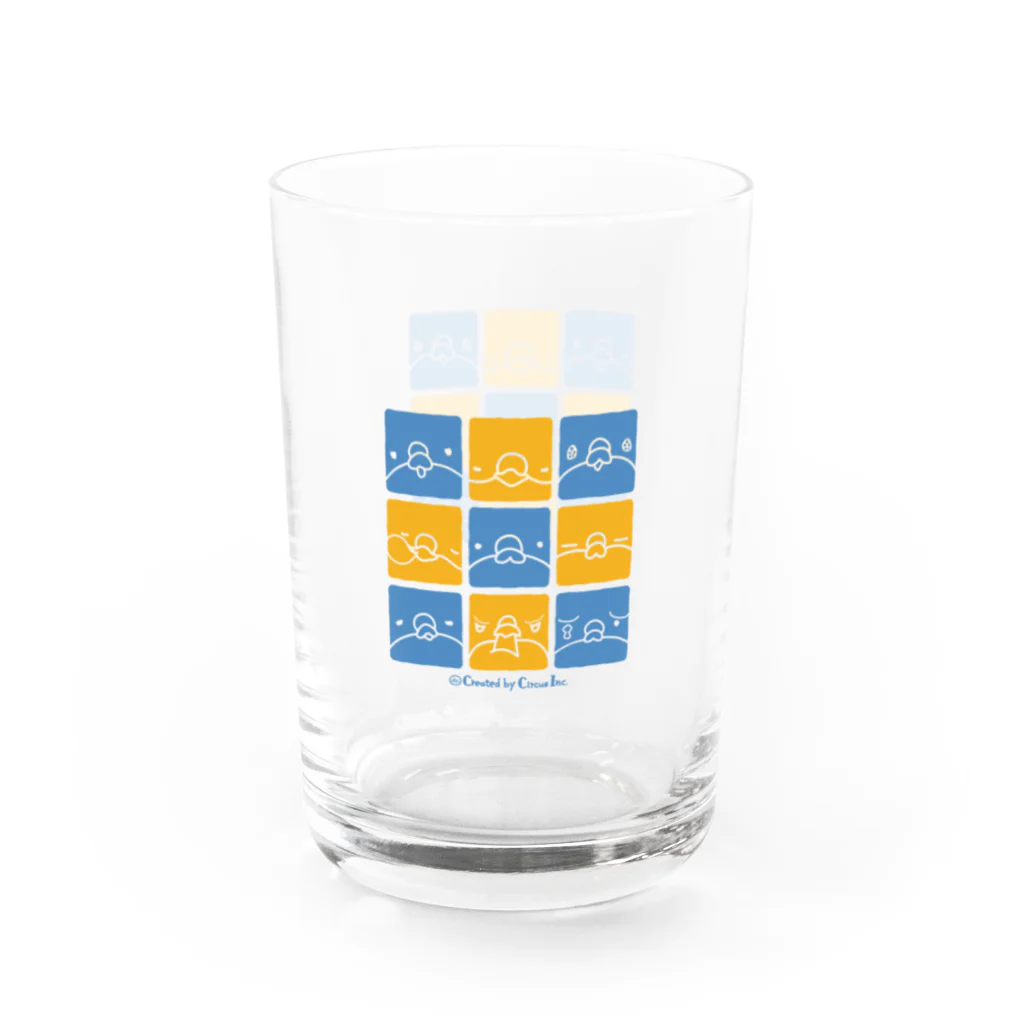 TSUBAME WORKSのTsubame face/blue-yellow Water Glass :left