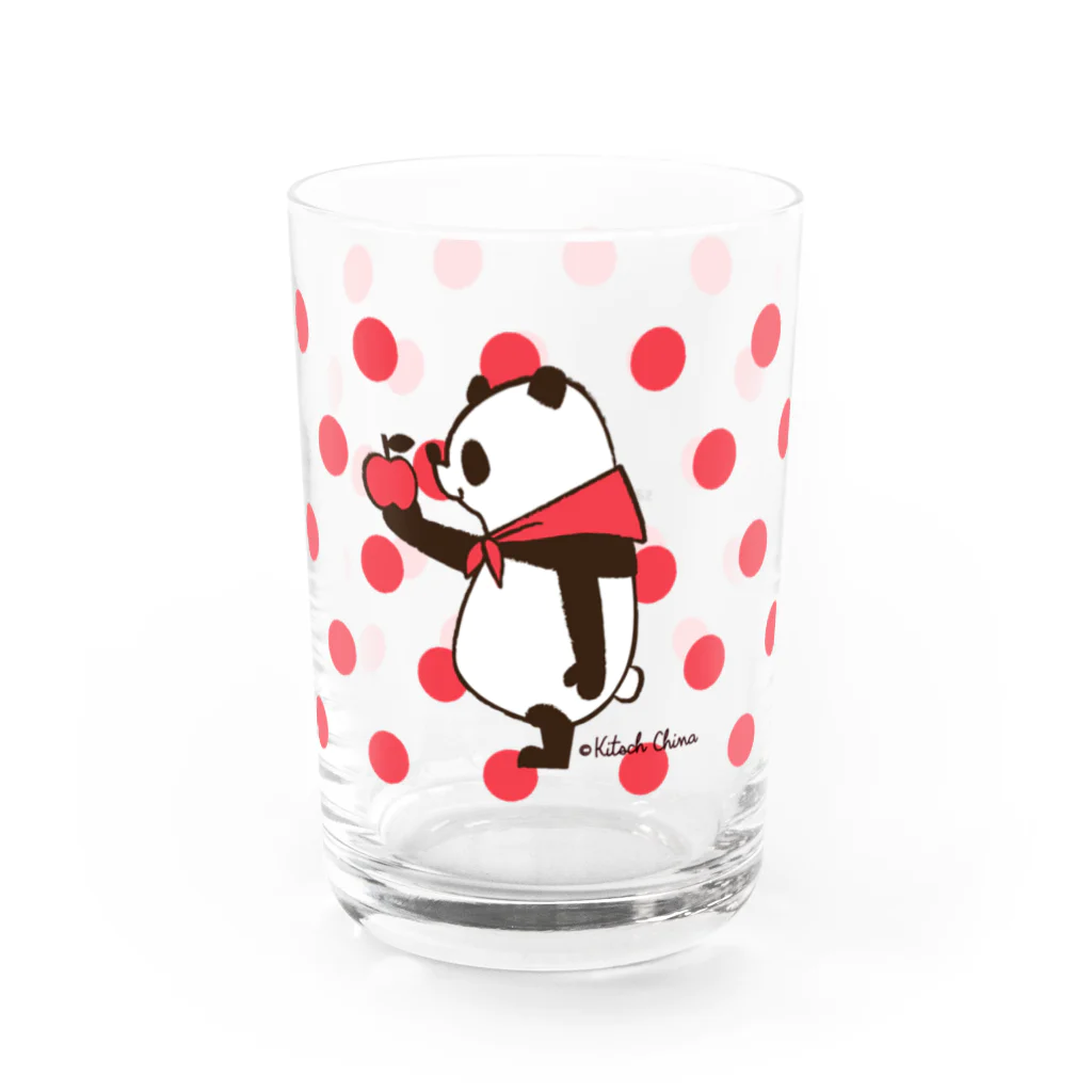 キッチュの水玉パンダ　レッド Water Glass :left