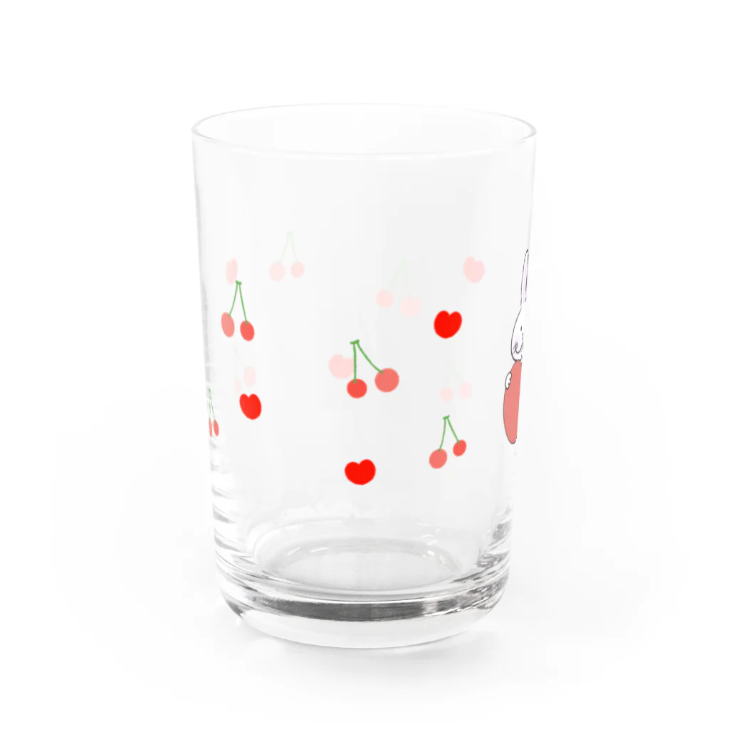 カワラリマーのうさぎちゃんとさくらんぼ Water Glass :left