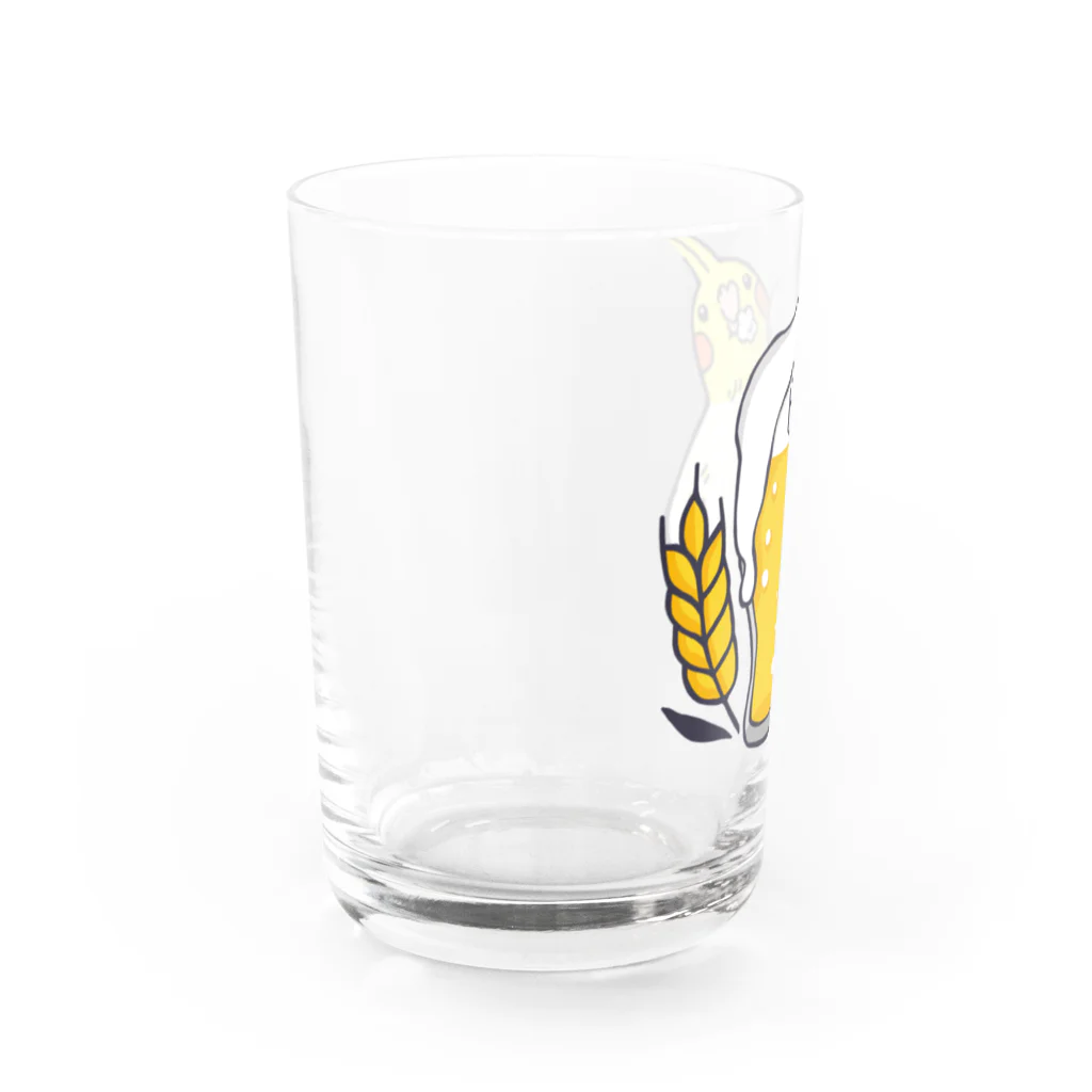 こざくらクラブ（旧店名：ことり雑貨うにうに）の酒豪インコ（オカメインコ　ビールver．） Water Glass :left