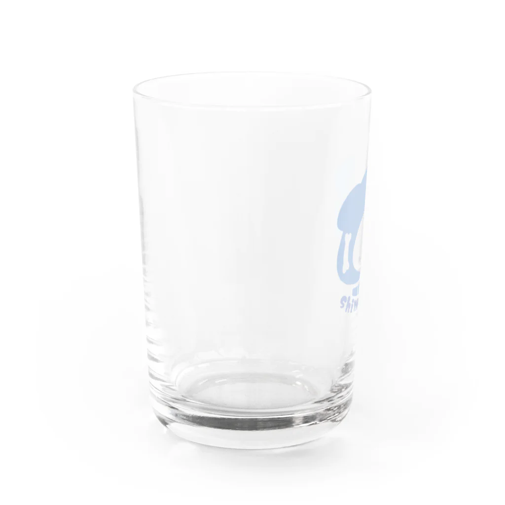 しのまる‎。の【しのまーと。】しのロゴ　クリアグラス青 Water Glass :left