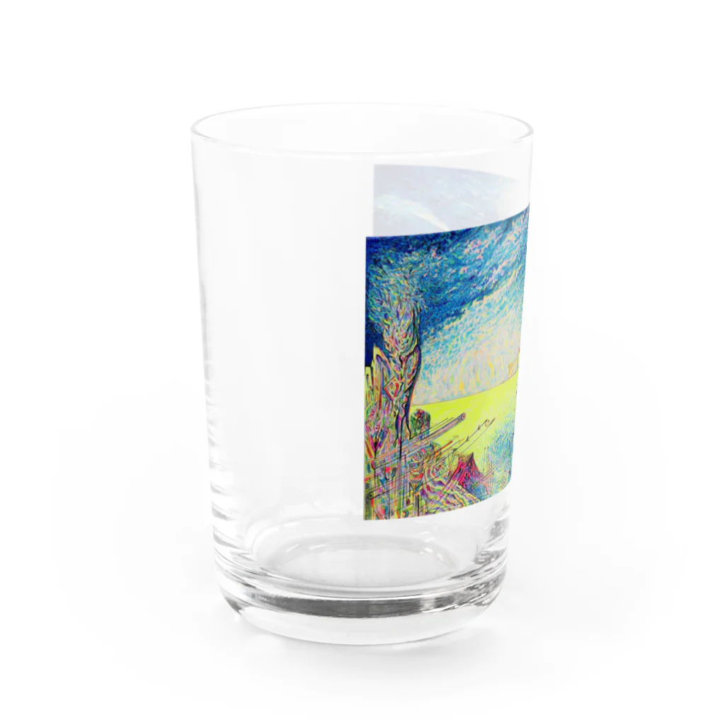 YOSHI-HEY ARTの碧い色の空とイエロー グラス左面