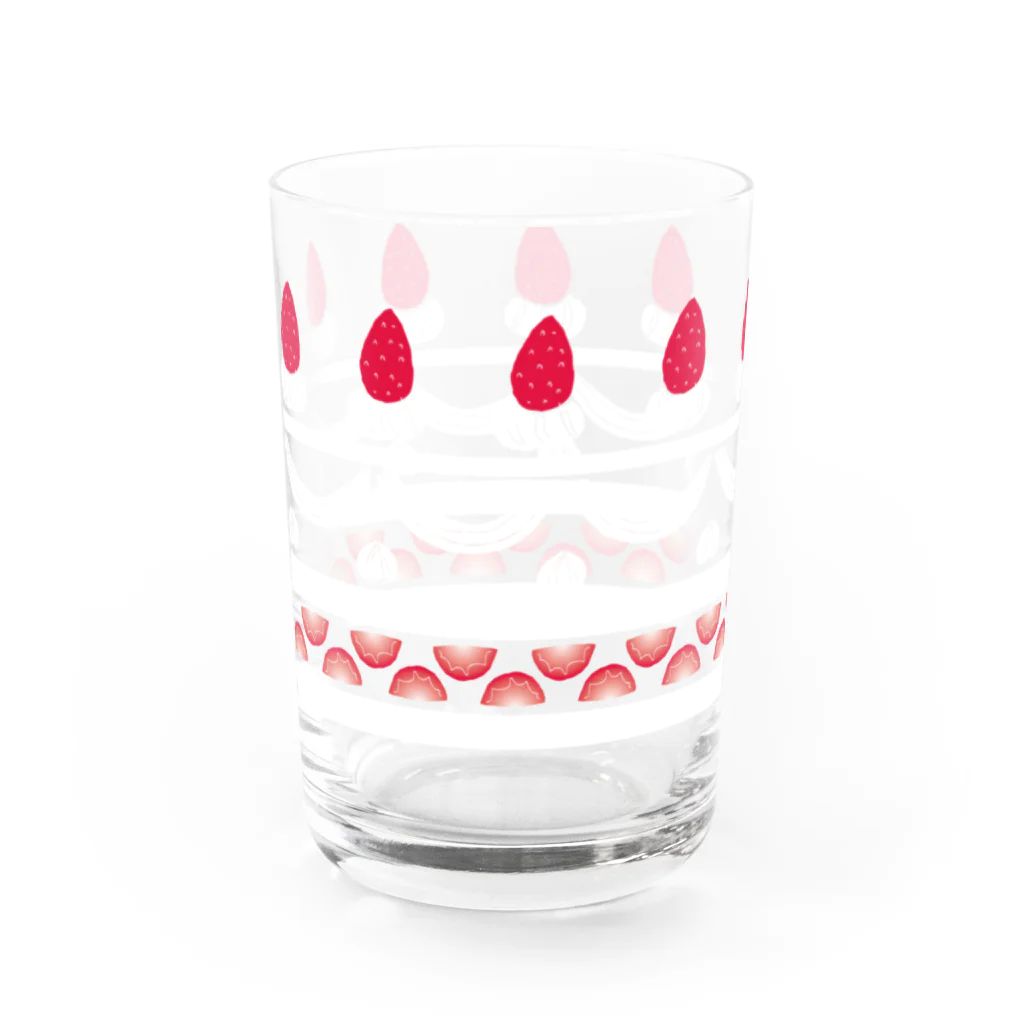 琥珀色に咲く花のイチゴショートケーキ♪ Water Glass :left