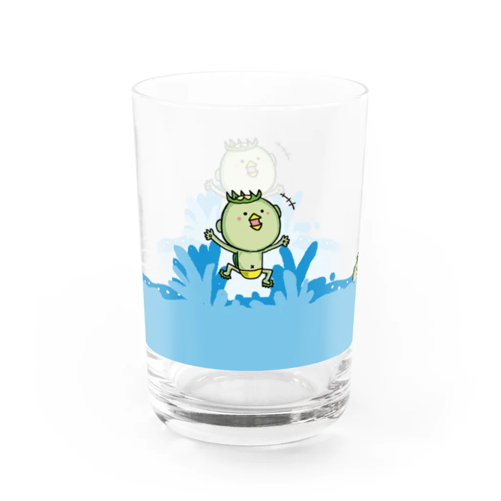 very dadのほのぼのストアーの無邪気なカッパ Water Glass :left