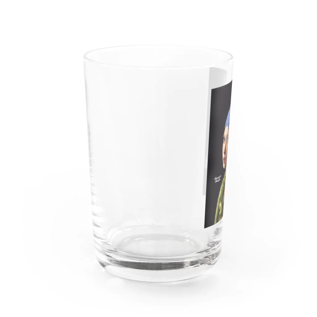 HermannStrasseのフェルメールとグリーンイグアナ Water Glass :left