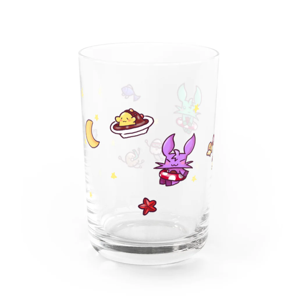 鈴乃まろんのゆるオム×こみろんらびっとコラボグラス Water Glass :left