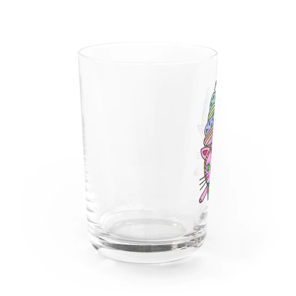 CREAMY YODAのソフトクリームピンクネコ Water Glass :left