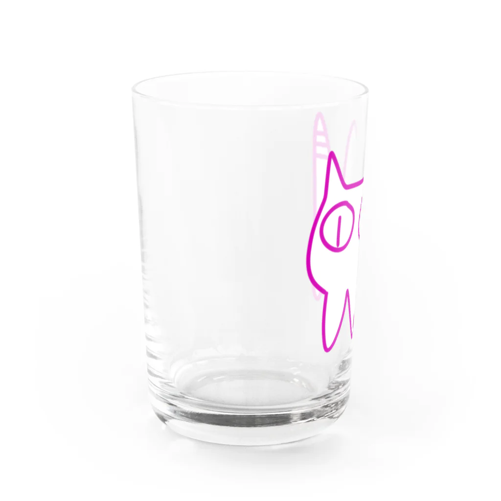 きょうは、なにをきようか。のねこですから。ピンク Water Glass :left