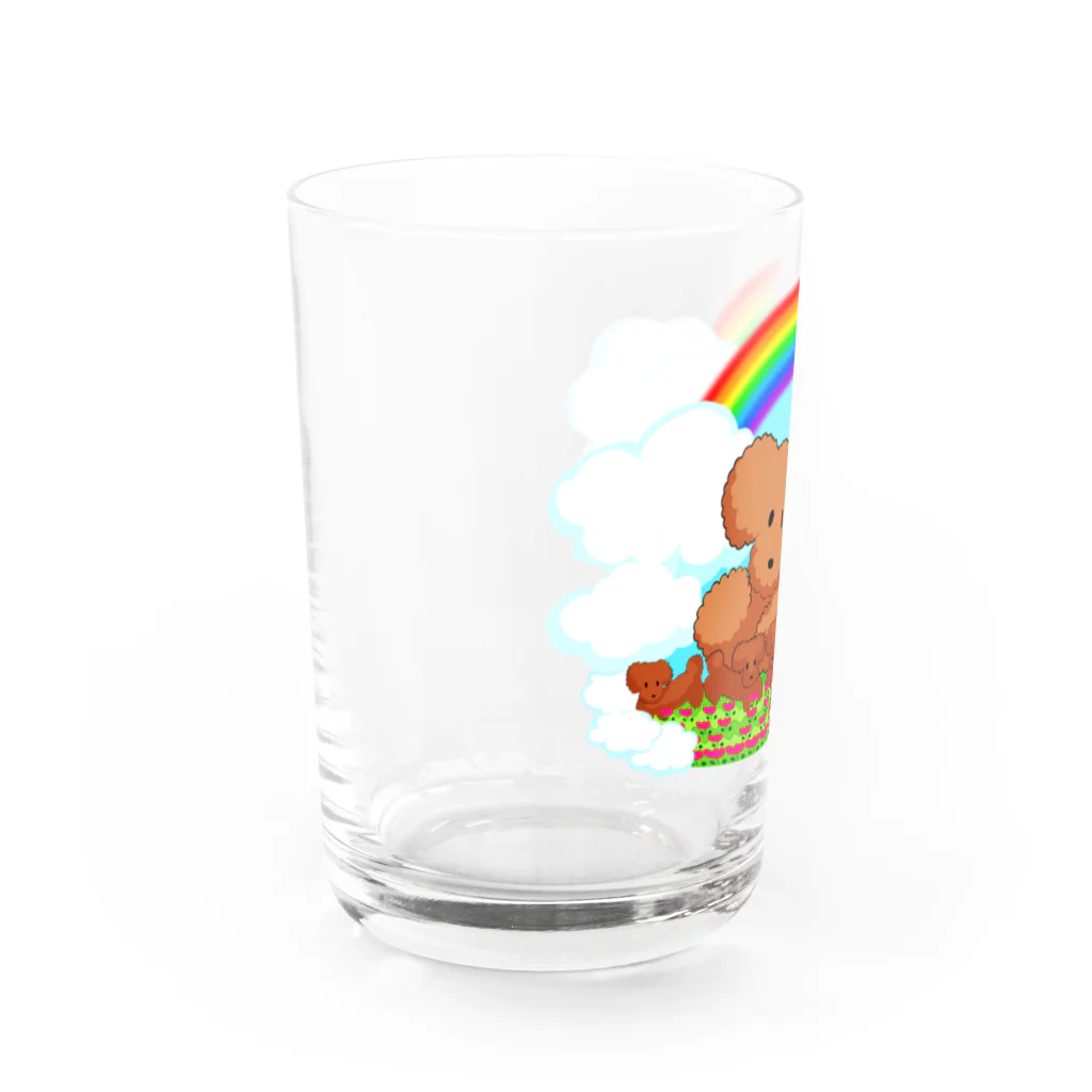 ✨🌈✨ユラクラカン🇯🇵 ✨🌈✨のトイ・プードル🌈ファミリー🌈レインボー　バージョン Water Glass :left