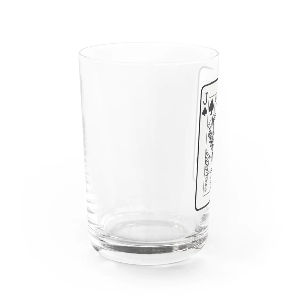 ネコやの猫とトランプ　ジャック　モノクロ Water Glass :left