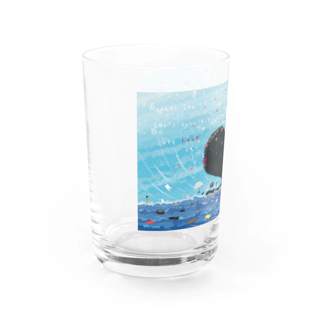葵い空よりのThe whale that cleans the world Water Glass :left
