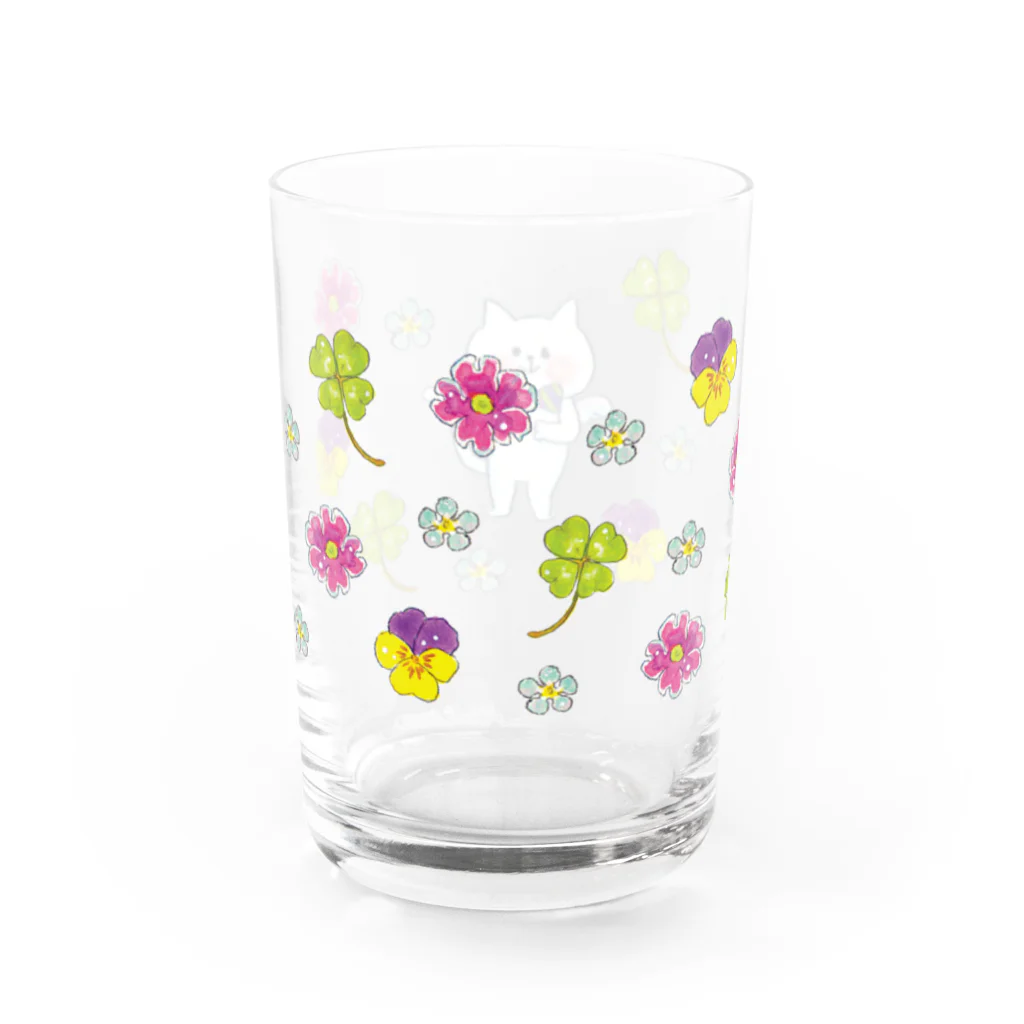 miyako_shopのお花とネコちゃん（男の子） Water Glass :left