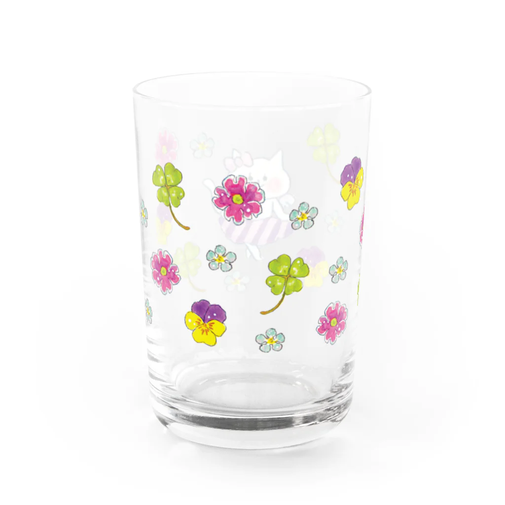 miyako_shopのお花とネコちゃん（女の子） Water Glass :left