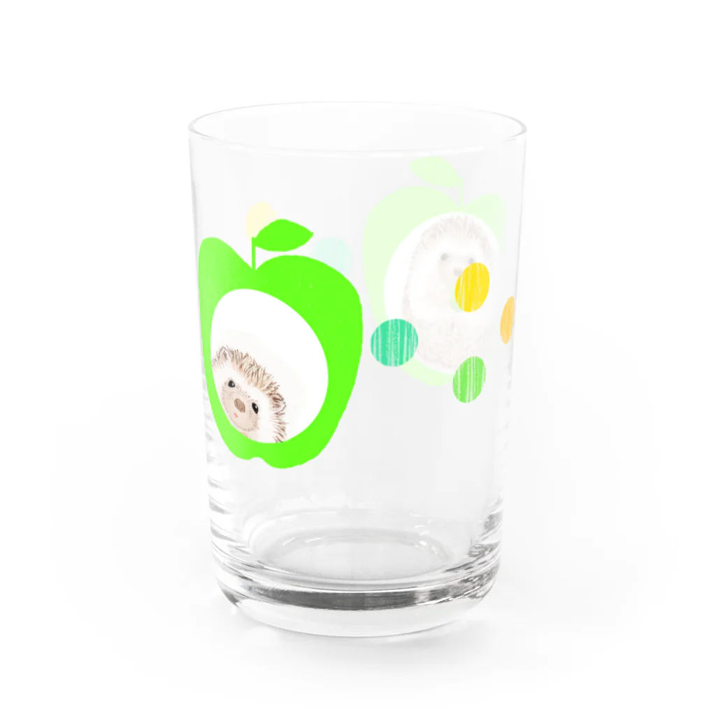 しかイラストの りんご水玉ハリネズミ Water Glass :left