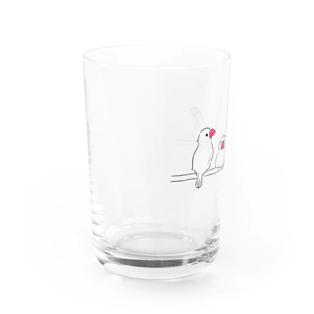  はらだかおり |  Kaori Haradaのならんだ白文鳥さん Water Glass :left