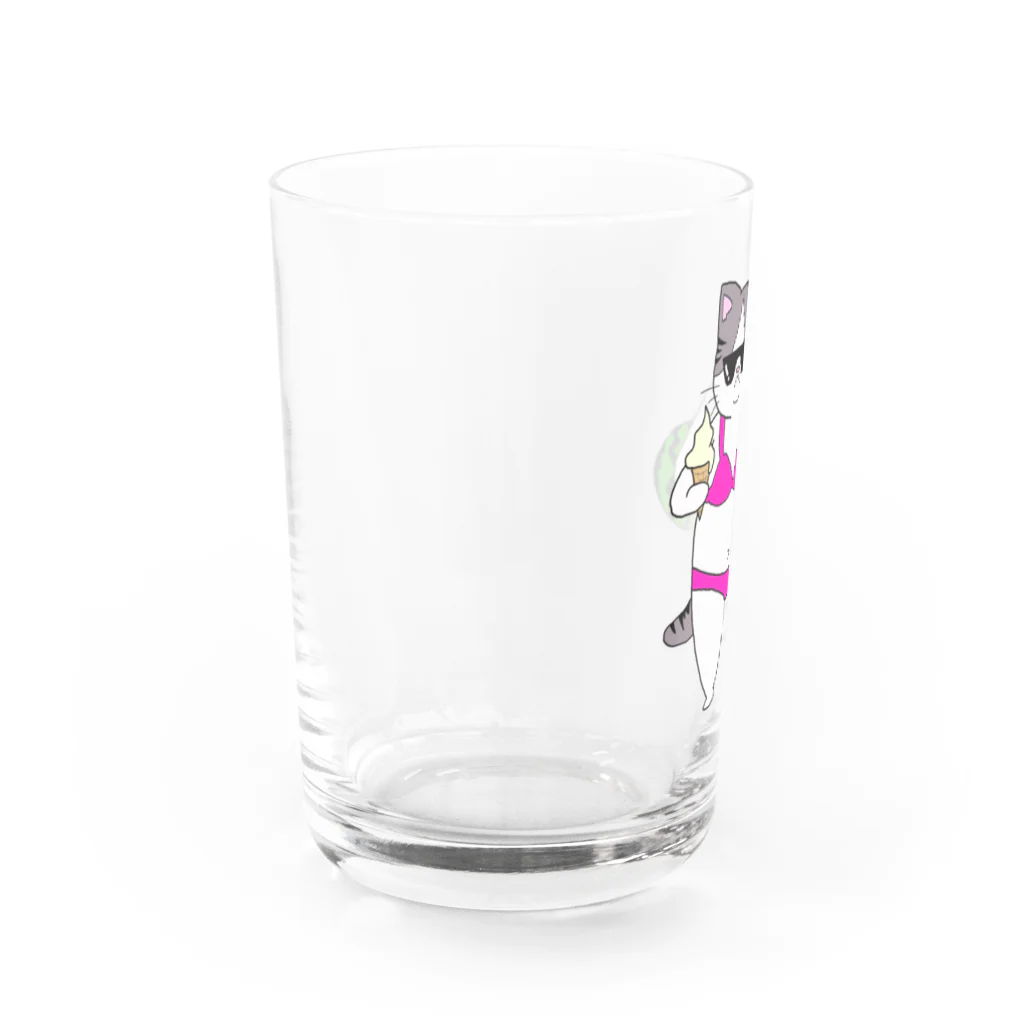 きゃべつばたけの【太い猫】夏の装い(ビキニ) Water Glass :left