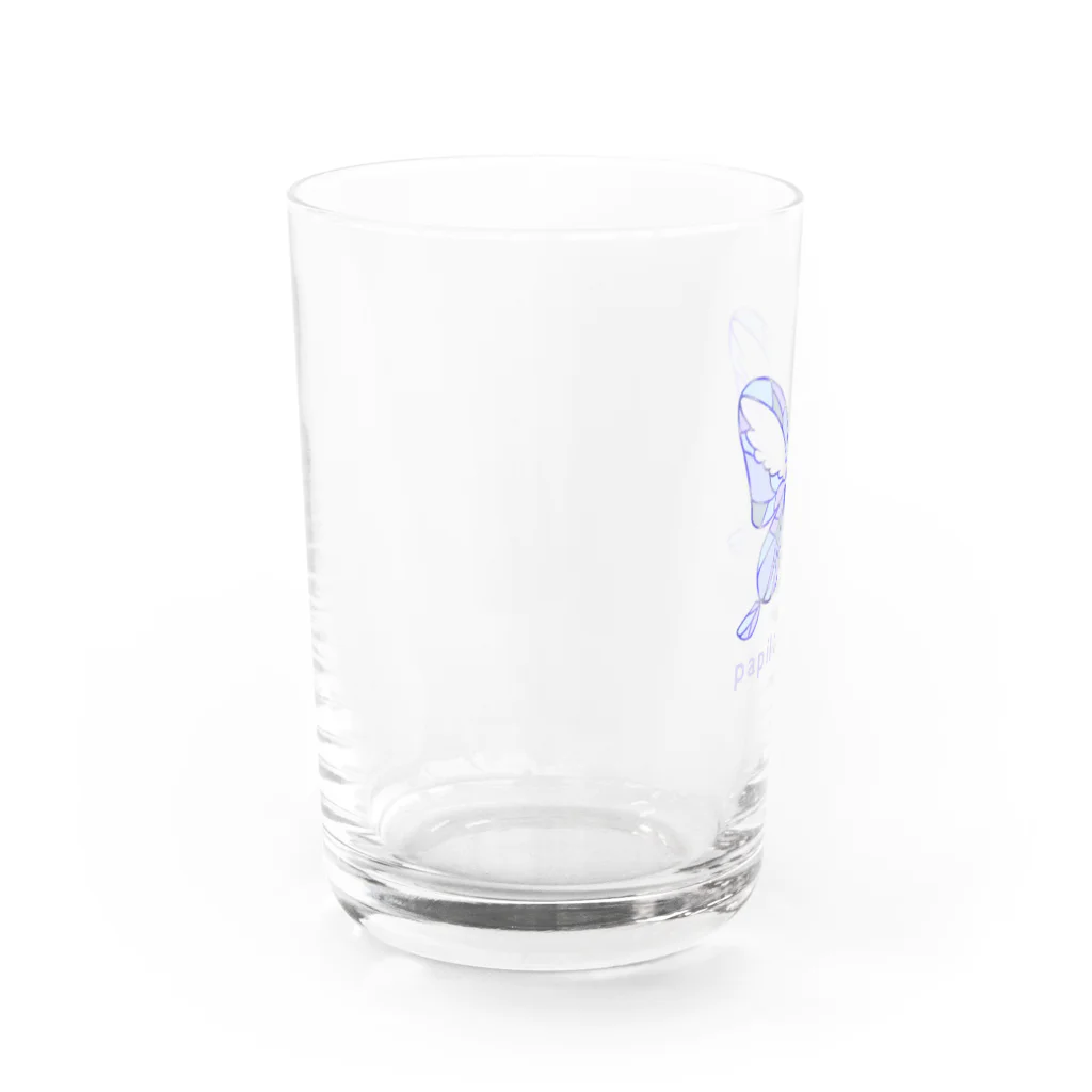 papillon bleuの蝶々　はばたき Water Glass :left