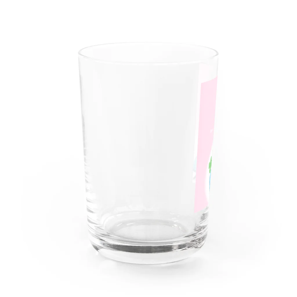 くるるのぴよらいふの四つ葉と青インコちゃん Water Glass :left