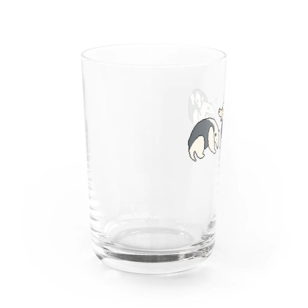 yuNN3のミナミコアリクイ　クリーム　ドット絵 Water Glass :left