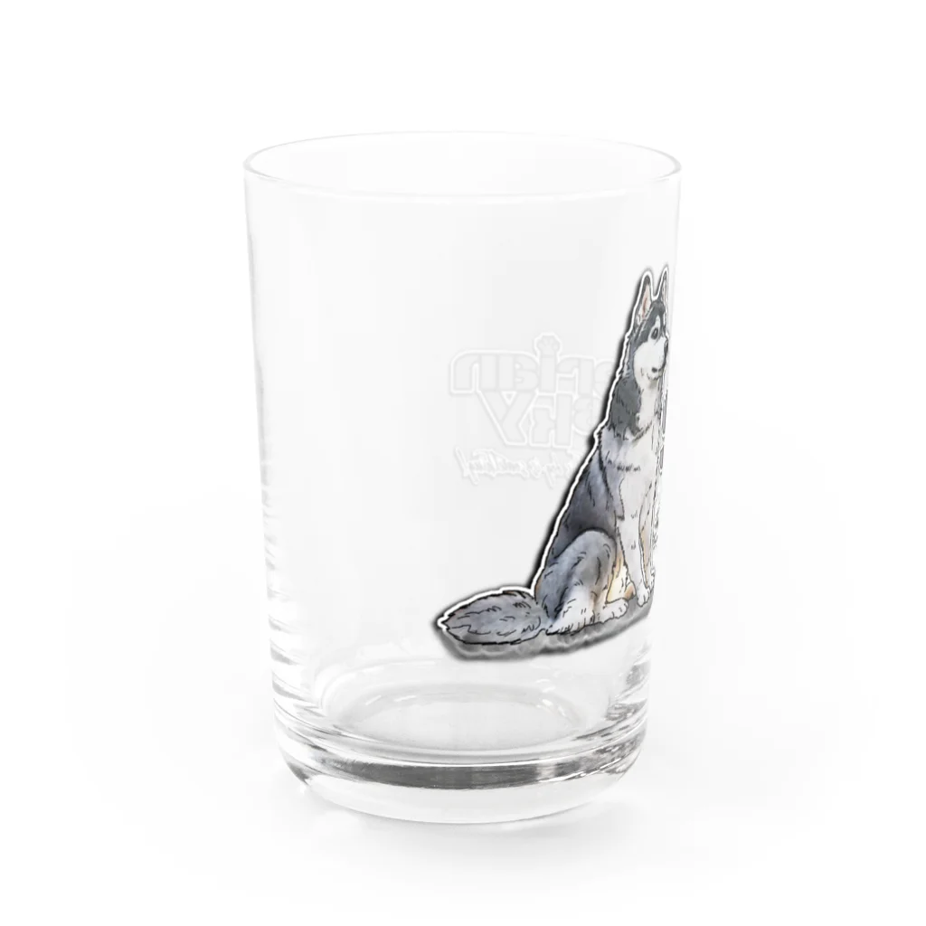 オリジナル工房プリントンのシベリアン ハスキー イラストプリント Water Glass :left