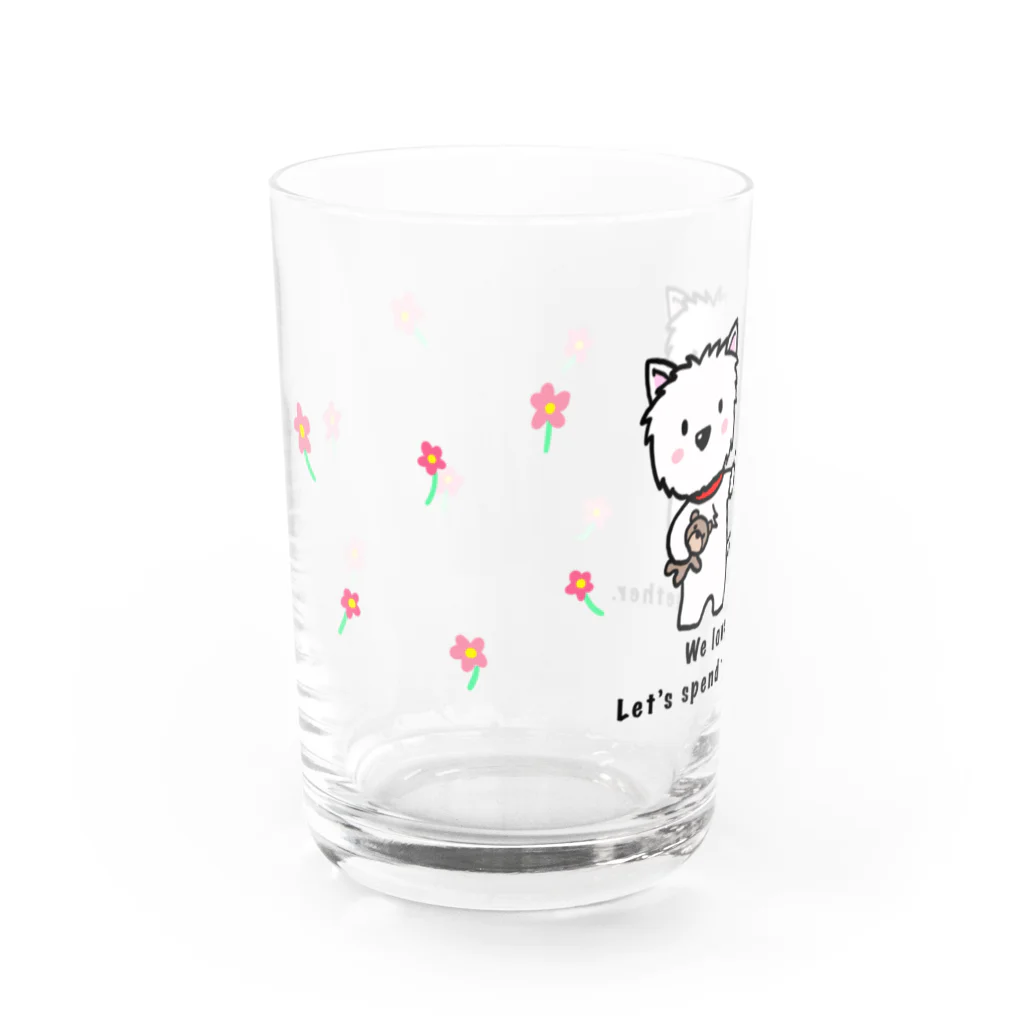 Kizplanning 「Sylph&Devil's」のしろいぬルッチー【2wes】グラス:花がピンク Water Glass :left