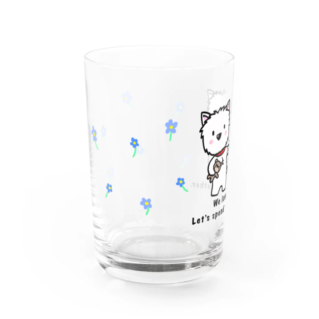 Kizplanning 「Sylph&Devil's」のしろいぬルッチー【2wes】グラス:花がブルー Water Glass :left