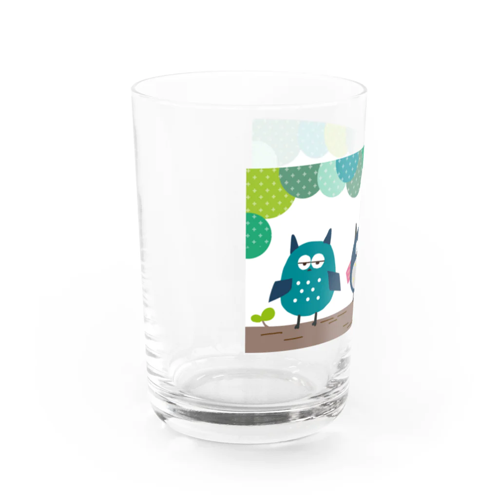 ももひらのフクロウ3兄弟 Water Glass :left