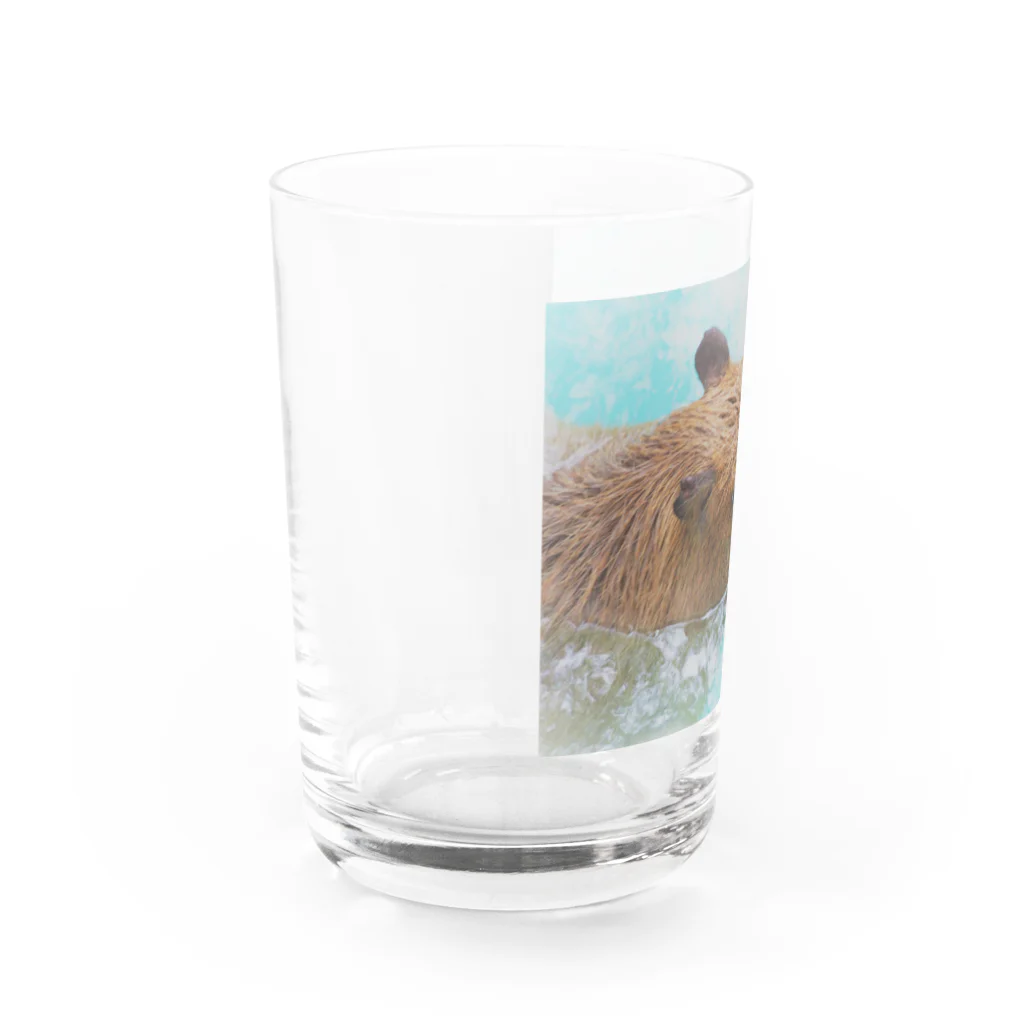 アラコ。の物憂げなカピバラ Water Glass :left