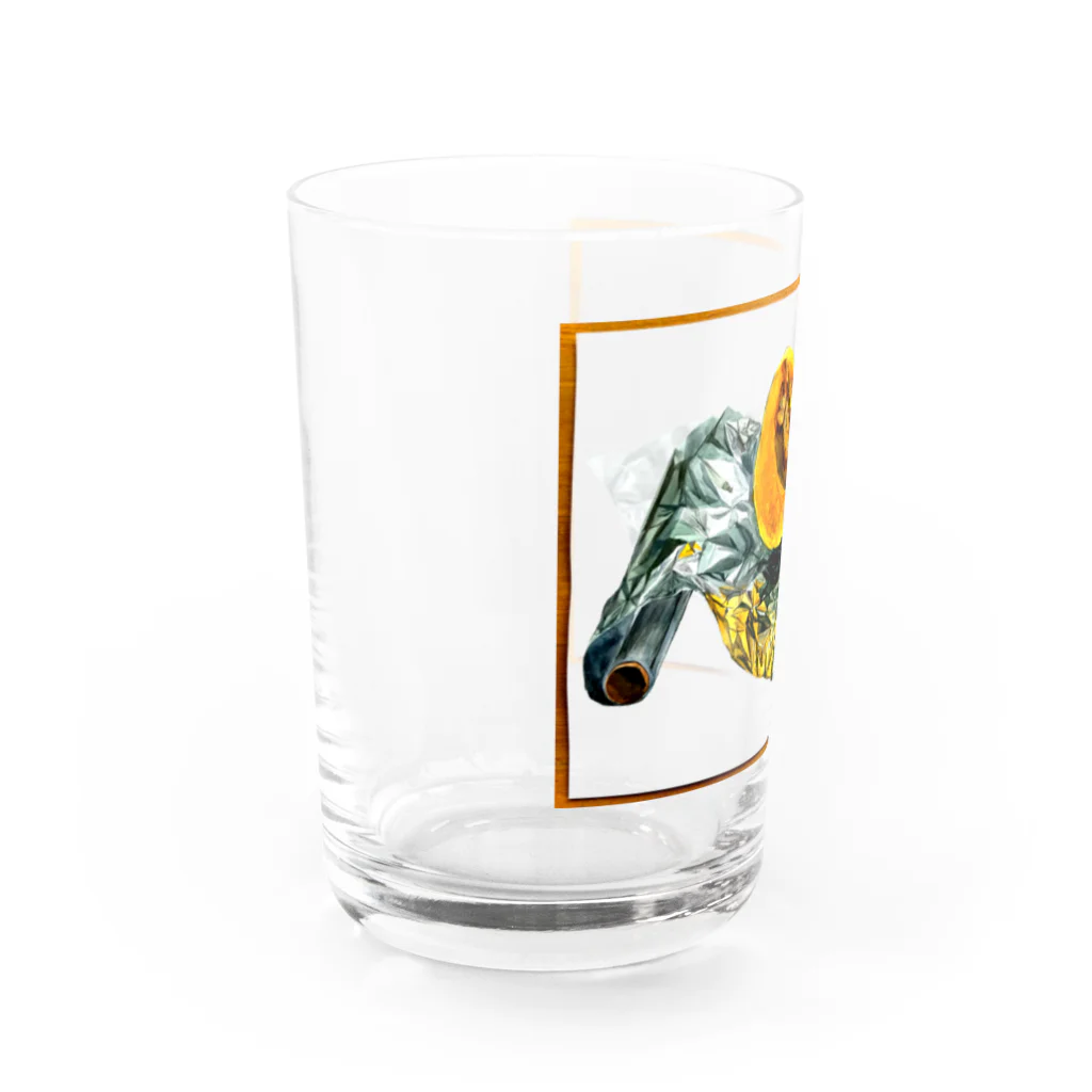 志瓜のSUZURIのかぼちゃとアルミホイル(枠あり透過ver) Water Glass :left