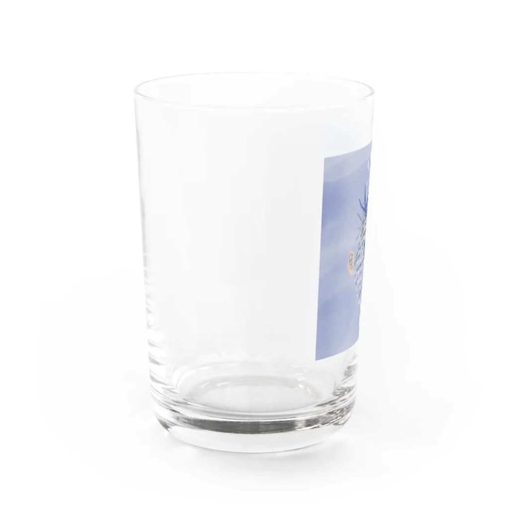 HELLOの般若心経と青い鳥 Water Glass :left