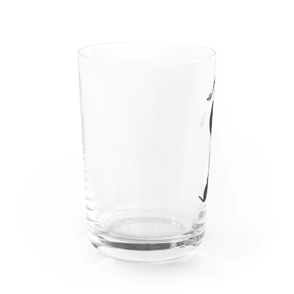 音楽雑貨でぶねこのテナーサックスと黒猫 Water Glass :left