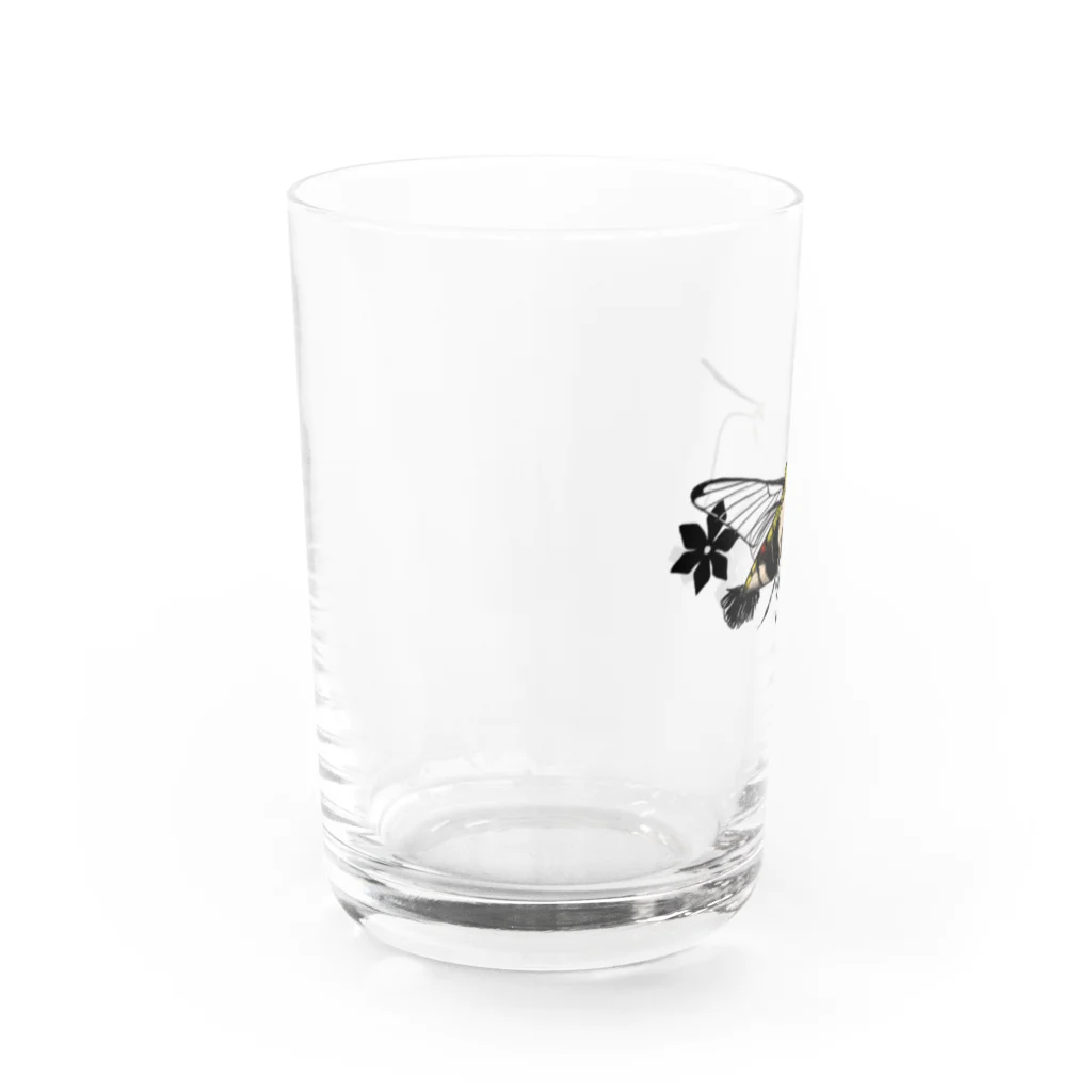 ヘシコヤン本舗のオオスカシバとクチナシ Water Glass :left