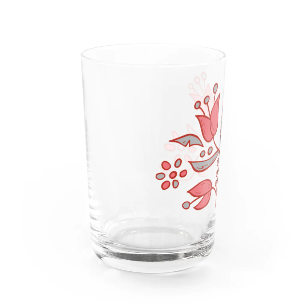 VIETSTAR★１０８のレトログラス　ピンクの花 Water Glass :left