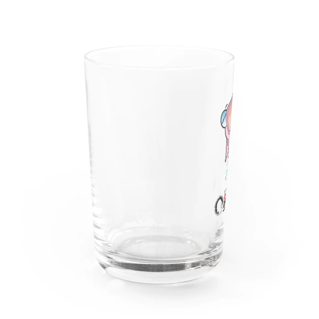 めだかの館公式グッズショップのピンクメダカの秋桜ちゃん Water Glass :left