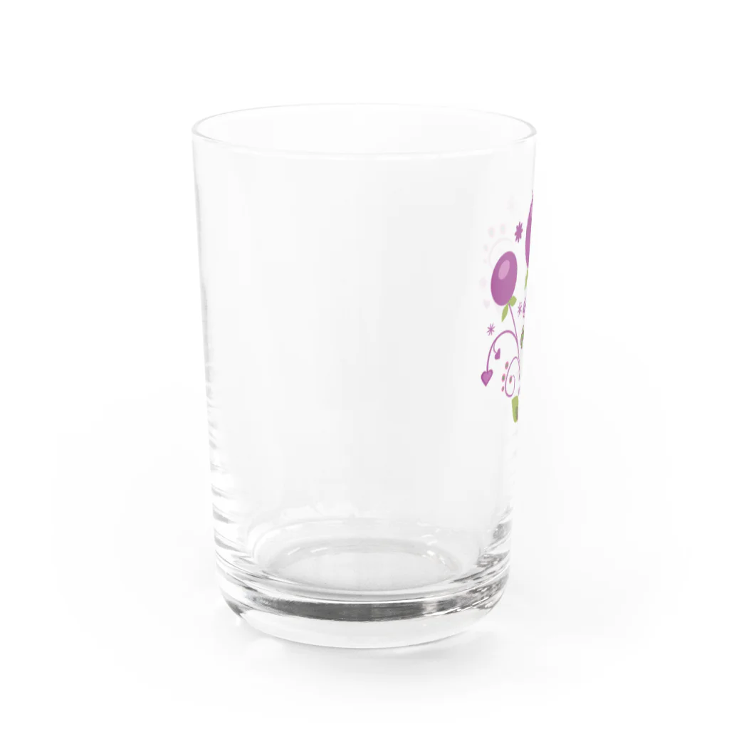 VIETSTAR★１０８のレトログラス　パープルな花 Water Glass :left