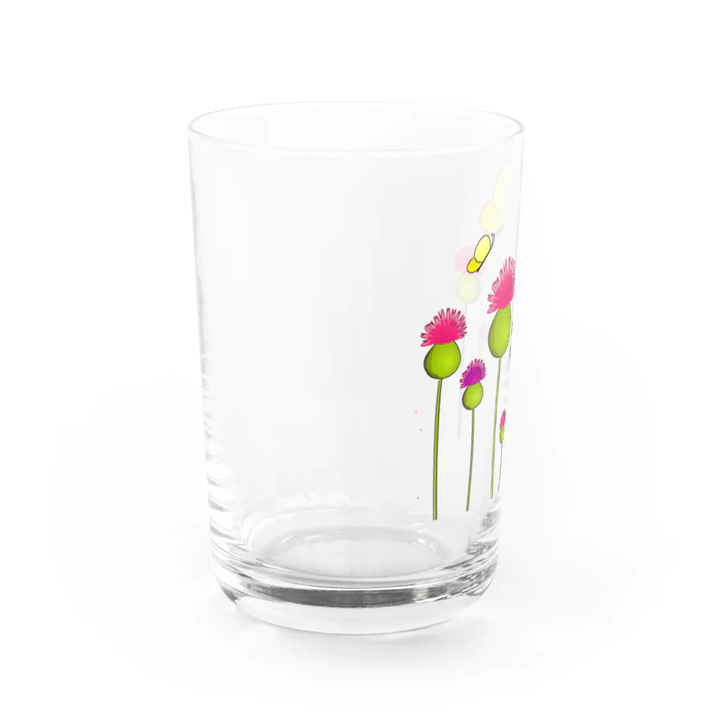 VIETSTAR★１０８のレトログラス　花と蝶 グラス左面