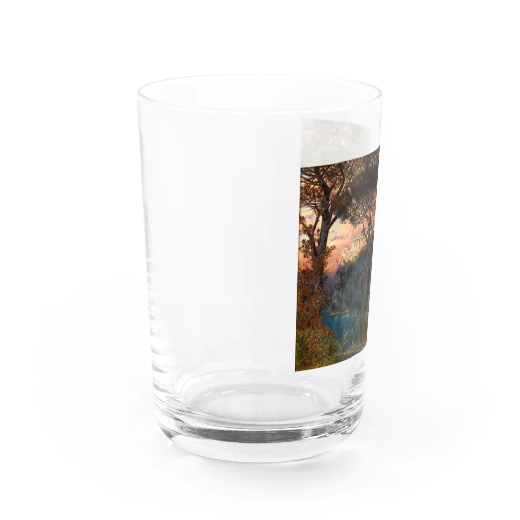 世界の絵画アートグッズのフェルディナント・ナブ 《山岳湖畔の宮殿》 Water Glass :left